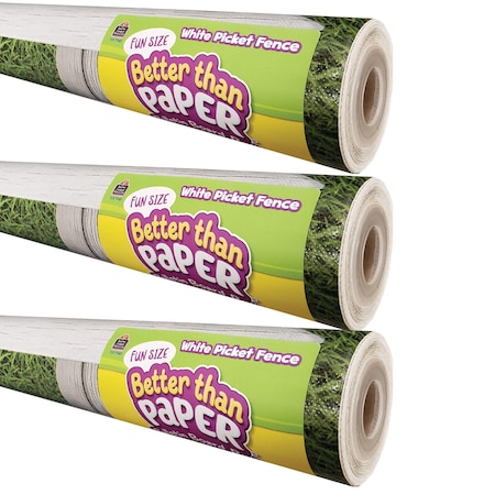Teacher Created Resources Fun Size Better Than Paper Bulletin Board Roll, 18in. x 12ft., White Picket Fence, 3PK 77467